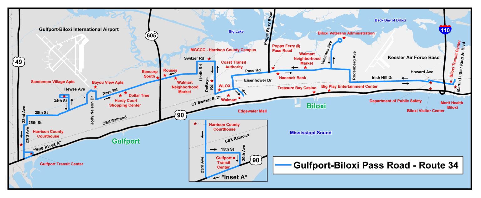 Gulfport-Biloxi Pass Road - Route 34 Jul 2021 - Coast Transit Authority