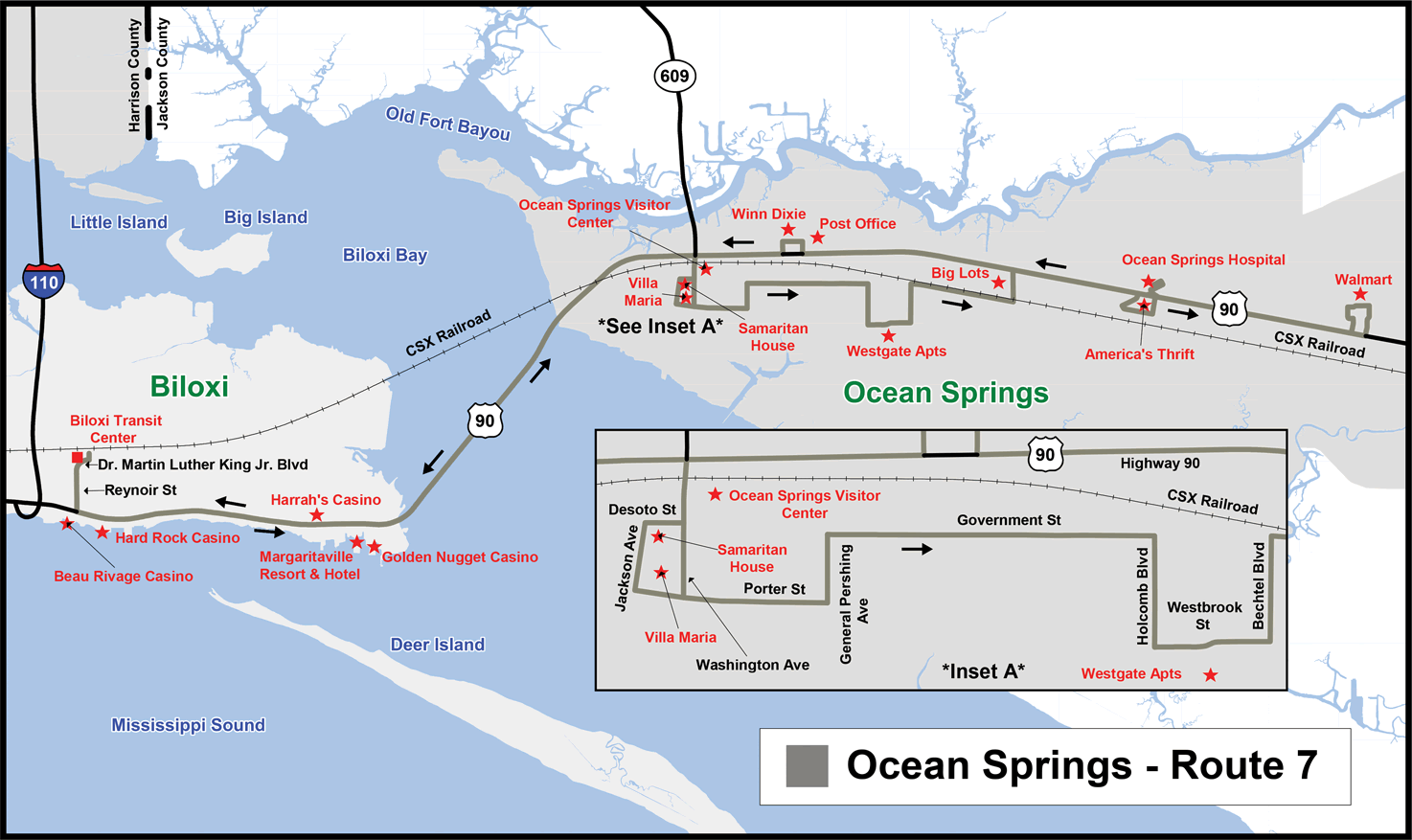 Ocean Springs Map