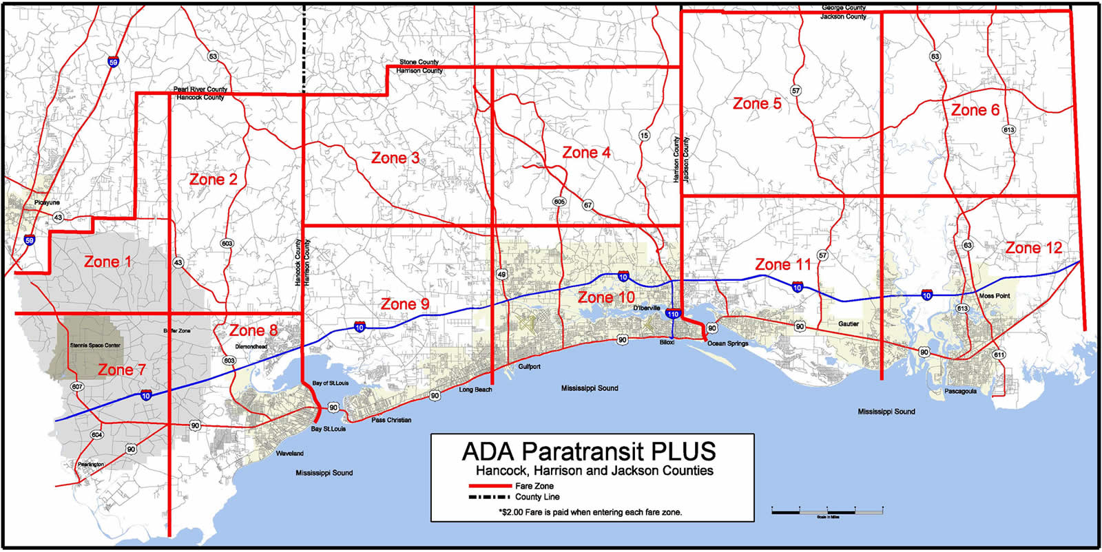 ADA Fare Zone Map